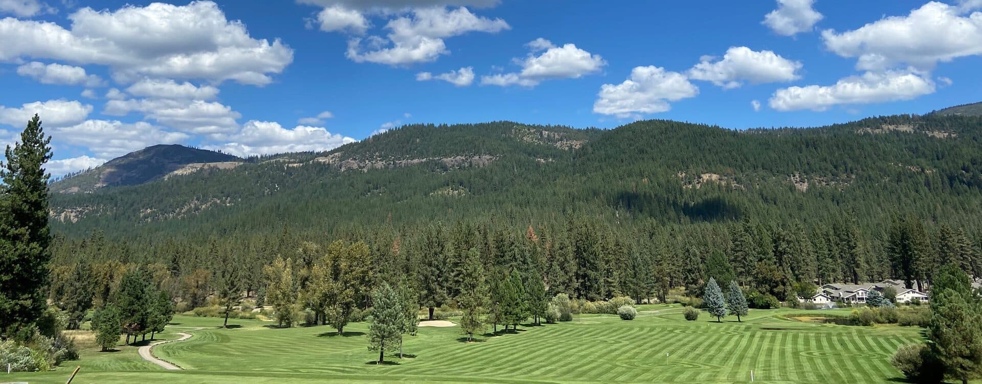 Plumas Pines elevated driving range — hilltop practice facility overlooking the front nine, Graeagle CA Plumas Pines elevated driving range — hilltop practice facility overlooking the front nine, Graeagle CA