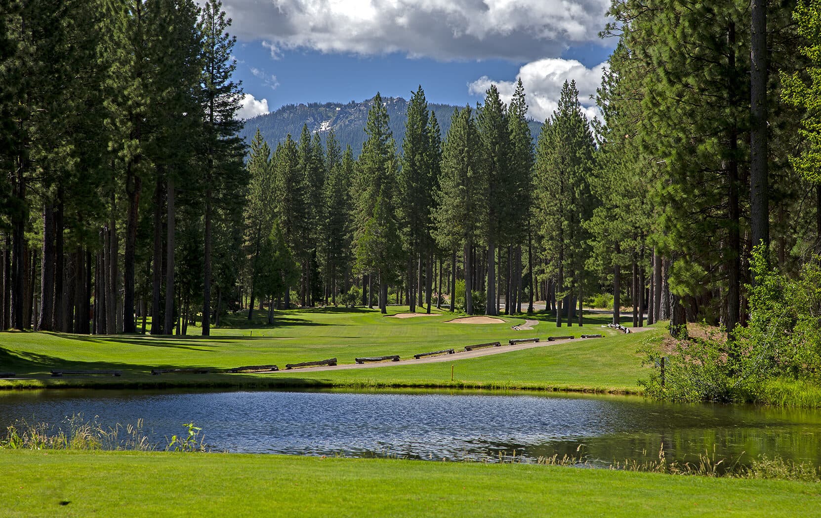 Plumas Pines Golf Resort 13th fairway — pine-lined Sierra Nevada championship course, Graeagle CA Plumas Pines Golf Resort 13th fairway — pine-lined Sierra Nevada championship course, Graeagle CA