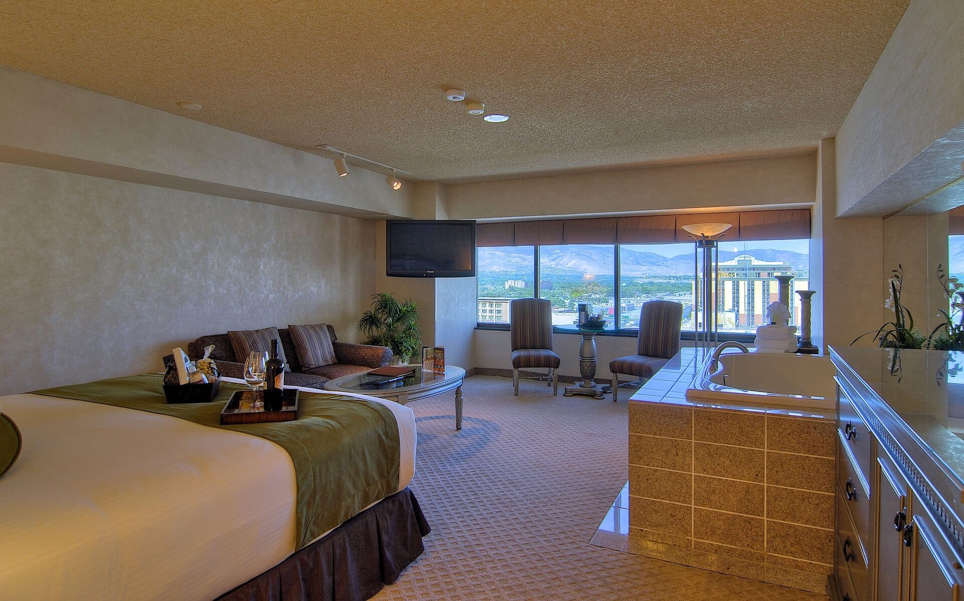 Skyline Player Spa Suite Small at Eldorado Reno — intimate spa suite with plush seating Skyline Player Spa Suite Small at Eldorado Reno — intimate spa suite with plush seating