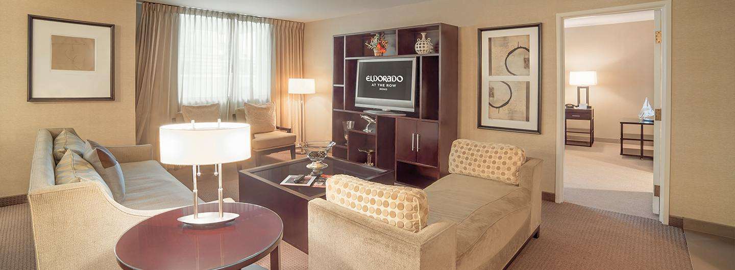 Virginia Twenty One Suite at Eldorado Resort Casino – AT THE ROW — bedroom with premium bedding