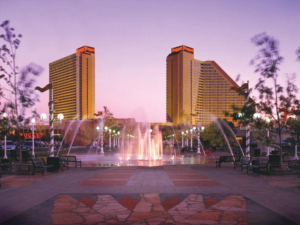 Nugget Casino Resort Sparks exterior with iconic twin towers