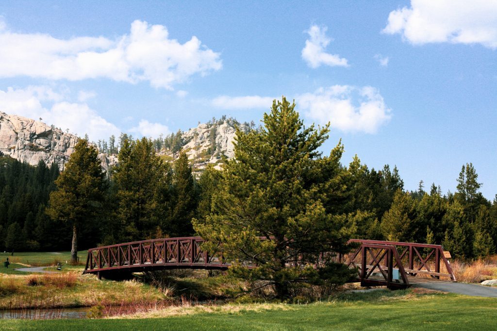 Wooden bridge crossing at Lake Tahoe Golf Course