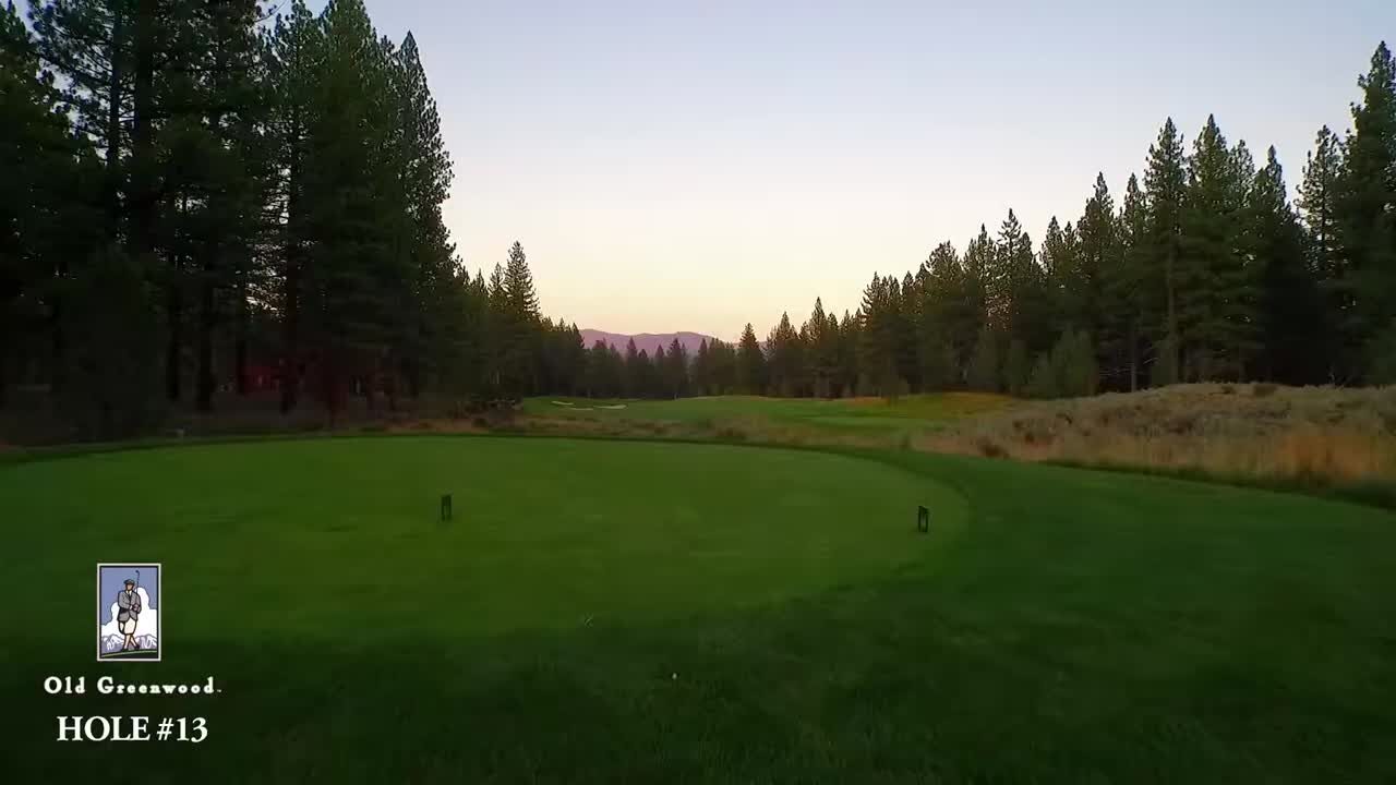 Hole 13 at Old Greenwood with elevated tee box view